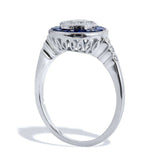 2ct Round Cut Diamond Engagement Ring Sapphire Halo Art Deco 14k White Gold Over