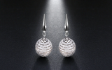 3ct Round Cut Diamond Ball Shape Hollow Design Drop Earrings 14k WhiteGold Over