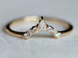 1.2ct Engagement Ring Pear Cut Diamond Crown Minimalist 14k Yellow Gold Finish