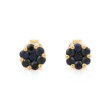 2ct Stud Earrings Round Cut Blue Sapphire Cluster Design 14k Yellow Gold Finish