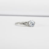 Solitaire with Accents Engagement Ring 0.6ct Round Diamond 14k White Gold Finish