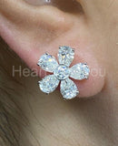 2ct Pear Cut Simulated Diamond Floral Cluster Stud Earrings 14k WhiteGold Plated