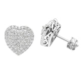 3Ct Round Cut Diamond Heart Shape Cluster Halo Stud Earrings 14K White Gold Over