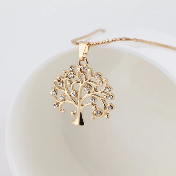 1Ct Round Cut Diamond Tree Design Floral Pendant 14K Rose Gold Finish NO CHAIN