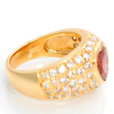 4ct Heart Cut Ruby Wide Cluster Solitaire with Accent Ring 14k YellowGold Finish