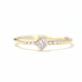 0.6ct Princess Cut VVS1D Diamond Engagement Ring Minimalist 14k Yellow Gold Over