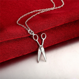 Cute Petite Scissor Tailor Craft Gift Sewing Chain Pendant 14k White Gold Finish