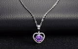 1.2ct Round Cut Purple Amethyst Pendant Heart Shape 14k White Gold Over NO CHAIN