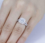 2.3ct Round Cut Diamond Engagement Ring Halo Bridal Set Band 14k White Gold Over