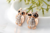 1.4ct Round Cut VVS1 Diamond Lucky Owl Design Stud Earrings 14k Rose Gold Finish