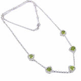 2.4ct Green Peridot Pendant with Chain Pear Cut Partywear 14k White Gold Finish