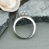 1.66ct Engagement Ring Round Cut Diamond Hidden Halo Design 14k WhiteGold Finish