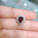 2ct Pear Cut Red Garnet Engagement Ring Diamond Dual Halo 14k Rose Gold Finish