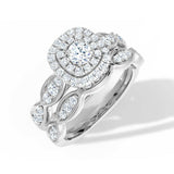 2.4ct Engagement Ring Round Cut Diamond Dual Halo Bridal Set 14k White Gold Over