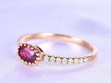 1.2ct Oval Cut Pink Ruby Engagement Ring Accent with Solitaire 14k RoseGold Over