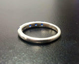 1.35ct Wedding Ring Band Round Cut Blue Sapphire Stackable 14k White Gold Finish