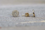 1.6ct Round Cut VVS1D Diamond Cluster Stud Earrings 14k Yellow Gold Finish