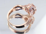 3Ct Round Cut Peach Morganite Halo Split Band Engagement Ring 14K Rose Gold Over