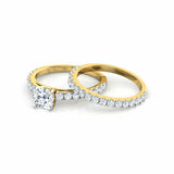 2.3ct Engagement Ring Round Cut Diamond Bridal Set Design 14k Yellow Gold Finish