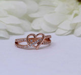 1.2ct Round Cut Diamond Engagement Ring Open Heart Infinity 14k Rose Gold Finish