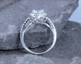 1.55ct Round Cut Diamond Engagement Ring Solitaire Halo 14k White Gold Finish