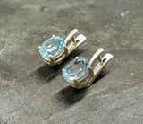 2ct Drop Earrings Oval Cut Blue Aquamarine Solitaire Design 14k White Gold Over