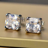 2ct Stud Earrings Cushion Cut Diamond Solitaire Women 14k White Gold Finish