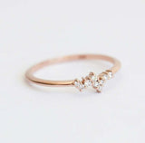 0.9ct Round Cut Diamond Engagement Ring 14k Rose Gold Finish Cluster Minimalist