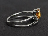 1.4ct Engagement Ring Heart Cut Yellow Citrine Split Shank 14k White Gold Finish