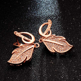 2Ct Round Cut VVS1/D Diamond Leaf Design Drop Earrings Women 14K Rose Gold Over