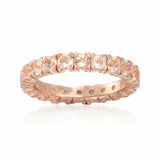 3ct Round Cut Peach Morganite Full Eternity Wedding Band Ring 14k Rose Gold Over