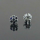 1.5ct Stud Earrings Round Cut Blue Sapphire Floral Cluster 14k White Gold Finish