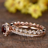 2ct Round Red Garnet Bridal Set Vintage Band Engagement Ring 14k Rose Gold Over