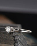 0.9ct Round Cut VVS1D Diamond Engagement Ring 14k White Gold Finish Three Stone