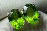 5ct Stud Earrings Oval Cut Green Peridot Solitaire Women 14k White Gold Finish