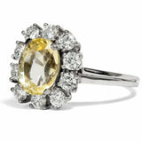 4ct Oval Cut Yellow Sapphire Engagement Ring Halo Floral 14k White Gold Finish