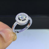 2ct Round Diamond Engagement Ring Halo Solitaire with Accent 14k White Gold Over