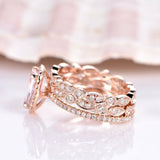 3ct Cushion Cut Peach Morganite Halo Trio Set Engagement Ring 14k Rose Gold Over