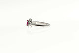 0.25ct Oval Cut Pink Ruby Engagement Ring Art Deco Design 14k White Gold Finish