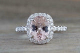 2.2ct Oval Cut Peach Morganite Engagement Ring 14k Rose Gold Finish Diamond Halo