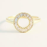 Round Open Circle Engagement Ring 2ct Baguette Cut Diamond 14k YellowGold Finish