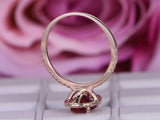 1.8ct Oval Cut Pink Ruby Engagement Ring Diamond Accent Halo 14k RoseGold Finish