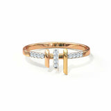 0.8ct Engagement Ring Round Cut Diamond Three Vertical Bar 14k Rose Gold Finish