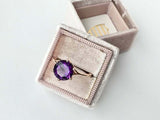 1.2ct Round Cut Purple Amethyst Engagement Ring Solitaire 14k Rose Gold Finish