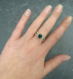 1.6ct Engagement Ring Round Cut Green Emerald Split Shank 14k White Gold Finish