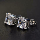 2ct Stud Earrings Cushion Cut Diamond Solitaire Women 14k White Gold Finish