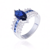 3ct Marquise Cut Blue Sapphire Engagement Ring 14k White Gold Finish Cocktail