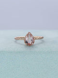 1ct Pear Cut Morganite Twisted Solitaire Band Engagement Ring 14k Rose Gold Over