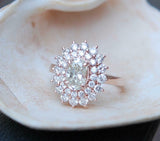 2.5ct Engagement Ring Oval Cut Diamond Cluster Halo Design 14k Rose Gold Finish