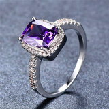 2.4ct Cushion Cut Purple Amethyst Engagement Ring 14k WhiteGold Finish Solitaire